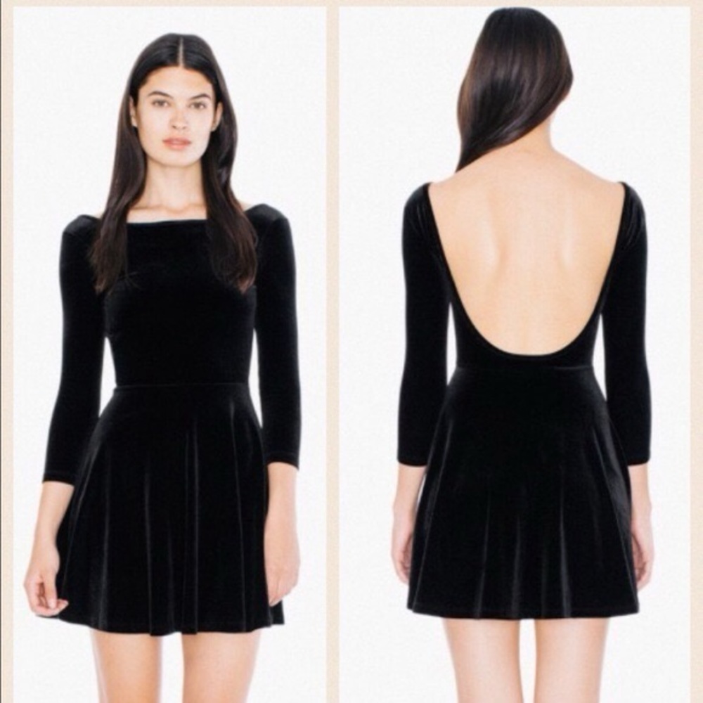 ISO american apparel black velvet skater dress